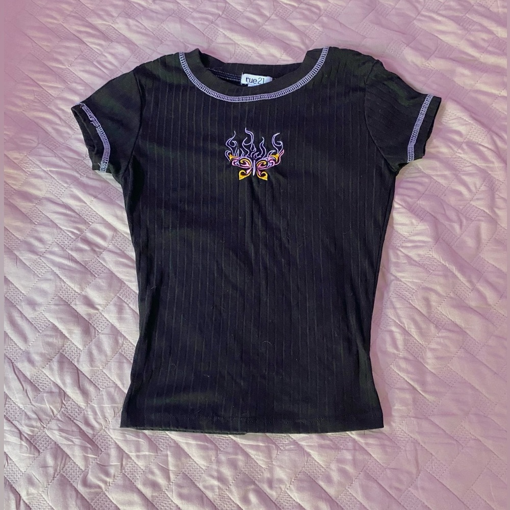 Rue 21 butterfly cropped baby tee